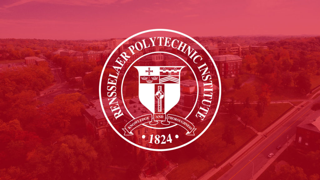 Rensselaer Seal with image of campus in background